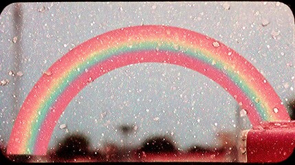 Fototapeta premium Vibrant rainbow after rain urban playground photo colorful close-up natural beauty