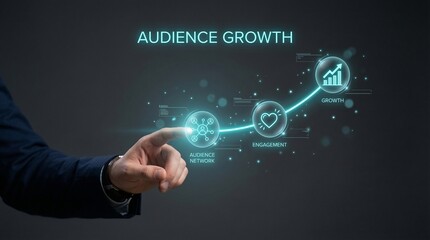 Fototapeta premium Businessman boosting audience growth through digital engagement
