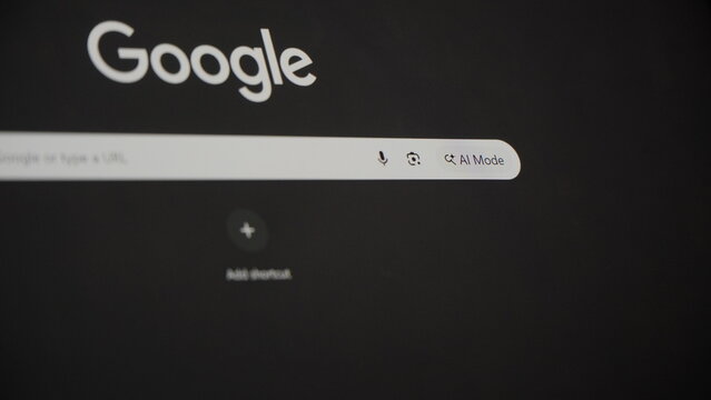 March 7, 2026, Magelang, Indonesia, Google search bar on dark screen with AI mode enabled