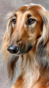 Graceful Afghan hound with glossy coat and expressive eyes