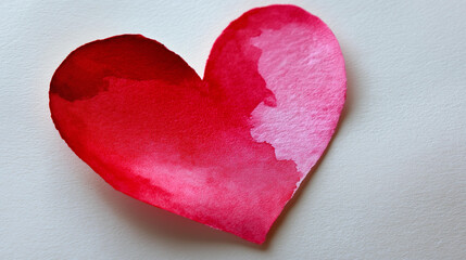 Fototapeta premium Soft circular red watercolor heart with transparent edges on a white background, gentle artistic love and care concept, minimalist health design, with copy space