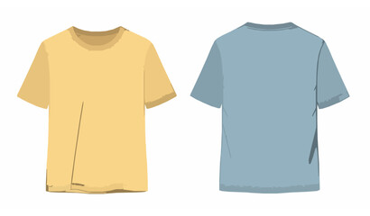 Naklejka premium Colorful unisex t-shirt mockup template with front and back views flat apparel vector illustration