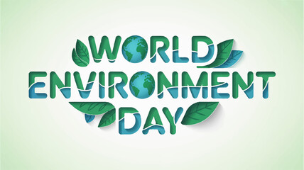 Fototapeta premium World environment day vector illustration with green leaves and eco friendly theme on white background