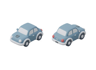 Fototapeta premium 3D Isometric Blue Electric Vehicle Toy Cars Set Isolated on White