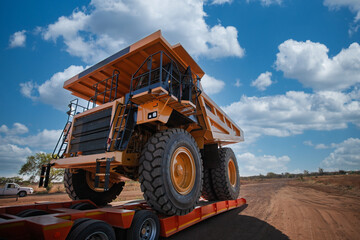 Fototapeta premium Mining Logistics Infrastructure Representing Heavy Industrial Engineering Abnormal Load Transport