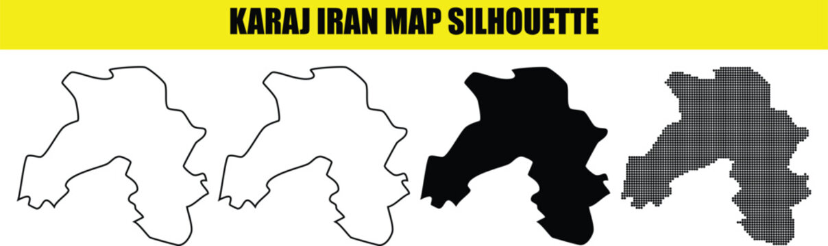 Karaj iran map silhouette, iran region karaj, blank map karaj, borders of karaj, karaj map outline