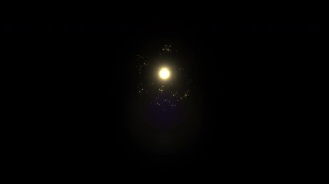 ２つの黄色い光の玉が尾を引きながらぶつかり発光する4K画質の映像素材