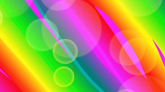 Abstract colorful rainbow wave background with smooth curves circles and bright artistic fractal lines vector design