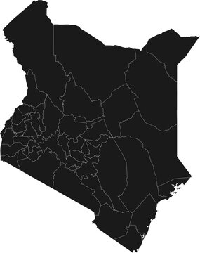 Kenya Map Black Single Color Vector