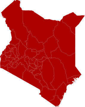 Kenya Map Red Single Color Vector