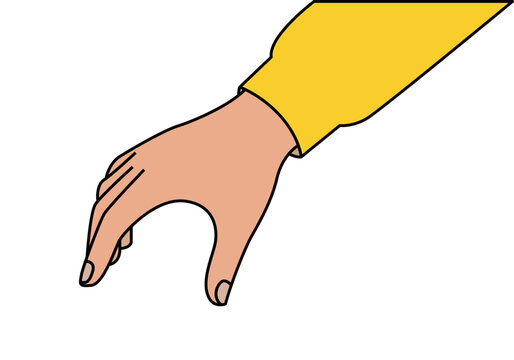 Mano con manga amarilla en posici&oacute;n de agarre o para recoger algo