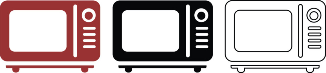 Fototapeta premium Microwave Oven Kitchen Appliance Icon Set