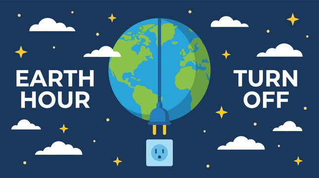 Earth hour concept with planet globe unplugged from wall outlet
