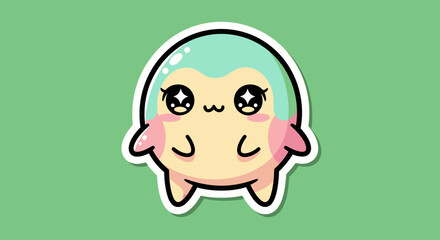 Cute Cartoon Character with Big Eyes and Blush