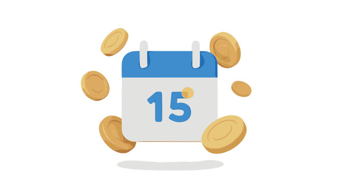 Payday and Salary Payment Concept with Calendar Date and Falling Coins Representing Monthly Income, Financial Planning, Payroll Schedule, and Personal Finance Management