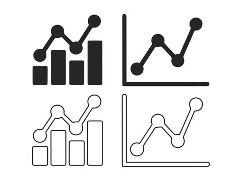 Business growing graph icon set profit increase decrease arrow up down.  Business graphs and charts icons. Statistics and analytics vector icon.