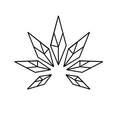 Obraz premium Geometric Cannabis Leaf Line Art Illustration for Modern Design and Branding