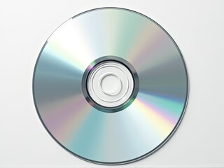 A single compact disc sitting on a clean white surface