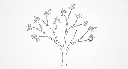 Obraz premium Simple Hand-Drawn Tree Illustration with Branches and Leaves.