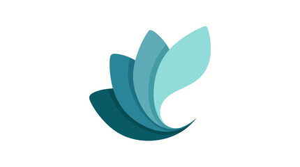 Naklejka premium This artistic image features elegant layers of aqua green shapes resembling leaves, symbolizing growth, nature, tranquility, and modern design aesthetics in a harmonious layout.