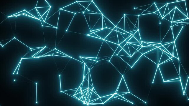 Digital Data moving on Circuit Board and CPU loop backgrounds. Computer Processing and organizing data. Abstract high tech Artificial intelligence (AI), data mining, neon glow pcb place for text 