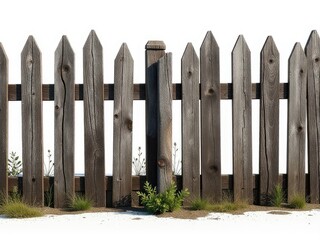 Fototapeta premium A close-up shot of a wooden fence with lush green grass growing nearby, perfect for use in gardening or nature-inspired designs