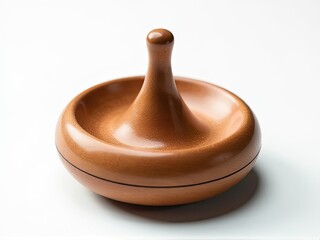 A small wooden bowl placed on a white surface