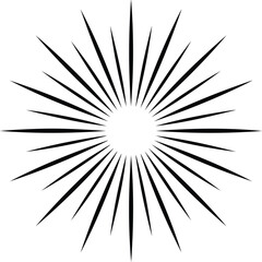 Obraz premium Black and white vector sunburst or starburst design element with radiating lines, perfect for retro, vintage, or modern graphic design projects, backgrounds, and decorative accents.