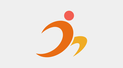 This image depicts a dynamic abstract figure using warm orange and yellow colors, evoking energy and movement, representing vitality and creativity in a stylized form. © Emily