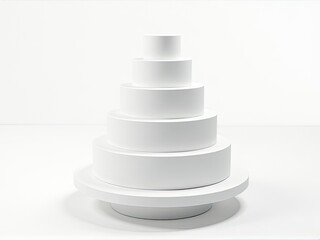 A single-tiered white cake sits on a table, perfect for a celebration or special occasion