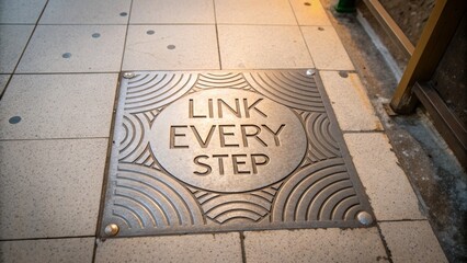 Metal Street Plate with 'Link Every Step' Inscription