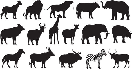 Set of 16 safari animal silhouettes vector © Ripon islam rana