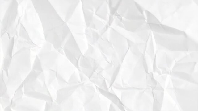 Heavily wrinkled white paper sheet with shadows and creases creating an abstract textured background