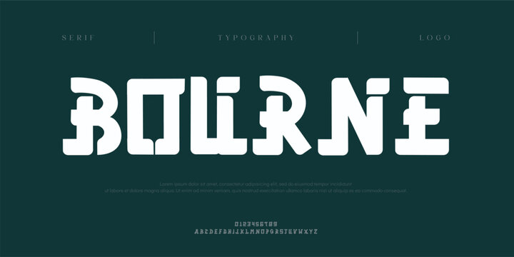Bourne, Creative digital abstract sport modern alphabet fonts. Typography bold typeface design for sport, technology, fashion, digital, future creative logo font. vector illustration
