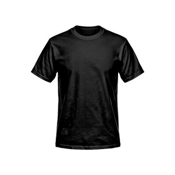 Black short sleeve t- shirt isolated on white background t-shirt plain