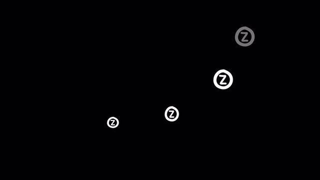 sleep icon animation, sleeping symbol, zzz effect, cartoon sleep indicator, resting emoji, comic motion graphic, dream symbol, bedtime animation