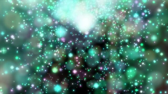 カラフルな光やパーティクルが噴射され降り注ぐ、4K画質の映像素材