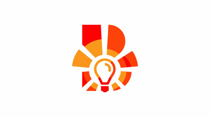 This logo design features a bold letter 'B' and a light bulb at its center, radiating warm colors of red and orange, symbolizing creativity and innovation in a modern context. © jinduo