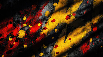 Naklejka premium Urban wall adorned with vibrant paint splatters, embodying abstract street art energy. 