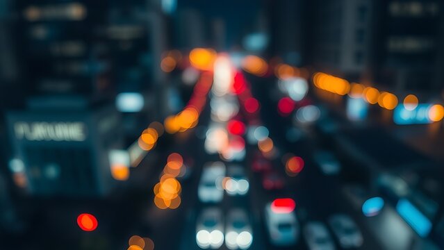 electic. Abstract urban nightscape with glowing city lights and bokeh, blending cool tones and warm highlights. travel magazines.