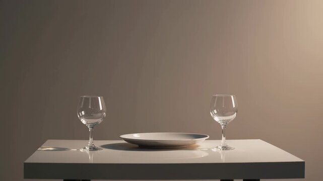 Elegant Dining Table Setup in Dark Room Interior