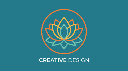 Obraz premium The image showcases a creative logo design featuring a lotus flower, symbolizing purity, beauty, and creativity, presented in a modern and vibrant color scheme for businesses.