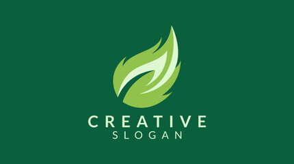 This logo exhibits a dynamic green flame, representing creativity and inspiration, ideal for brands focused on innovation in the environmental sector. © Yuyin