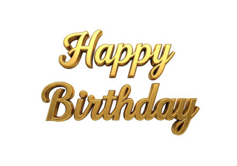 Fototapeta premium Golden happy birthday text decoration isolated on transparent background