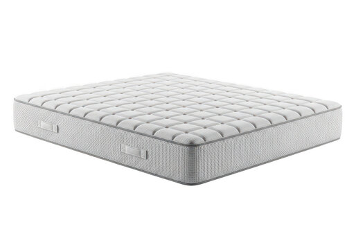 High-quality mattress with comfortable design and white fabric isolated on transparent background