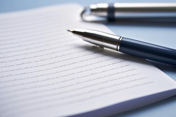 Fountain pen rests on a lined paper displaying handwritten letters, symbolizing writing and correspondence
