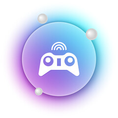 White Wireless gamepad icon isolated on white background. Game controller. Blue and purple gradient circle background. Vector © Vadim