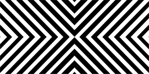 Abstract black and white geometric pattern with a striking optical illusion effect, featuring dynamic chevron lines creating a modern and contemporary visual art background © Ardi