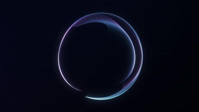 Minimal glowing white blue purple energy sphere with smooth plasma surface and soft gradient light forming futuristic abstract orb on dark background. 4K 60fps animation.