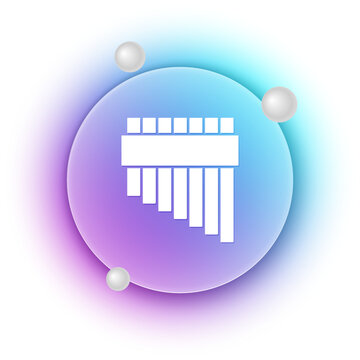 White Pan flute icon isolated on white background. Traditional peruvian musical instrument. Zampona. Folk instrument from Peru, Bolivia and Mexico. Blue and purple gradient circle background. Vector